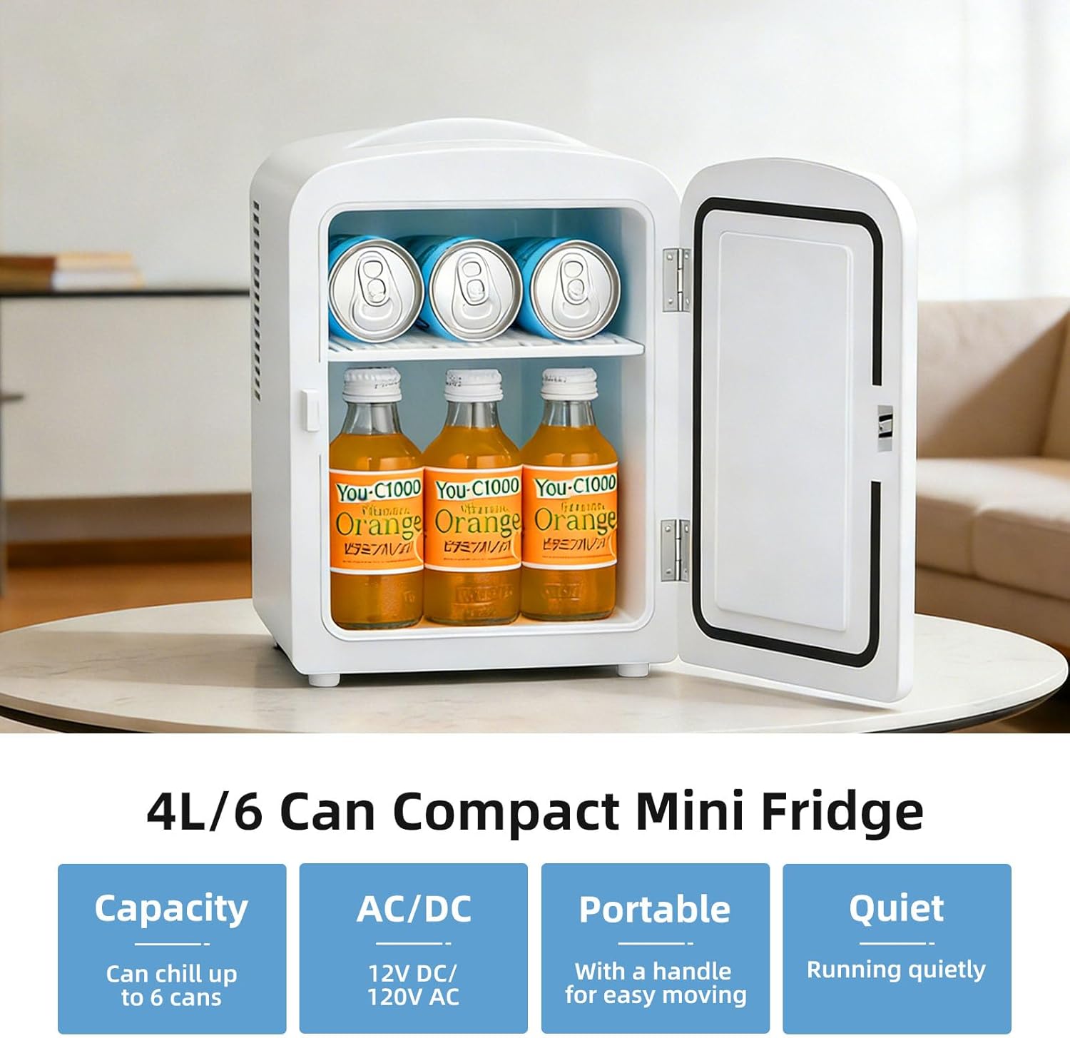 Antarctic Star 4L/6 Can Portable Mini Skincare Fridge MF3425