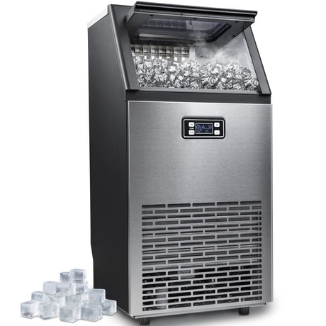Antarctic - star Commercial Ice Maker Machine,100Lbs/Day,45 Cubes/Batch in 11 - 20 Mins,Stainless Steel Freestanding Ice Maker - ANTARCTIC - STAR