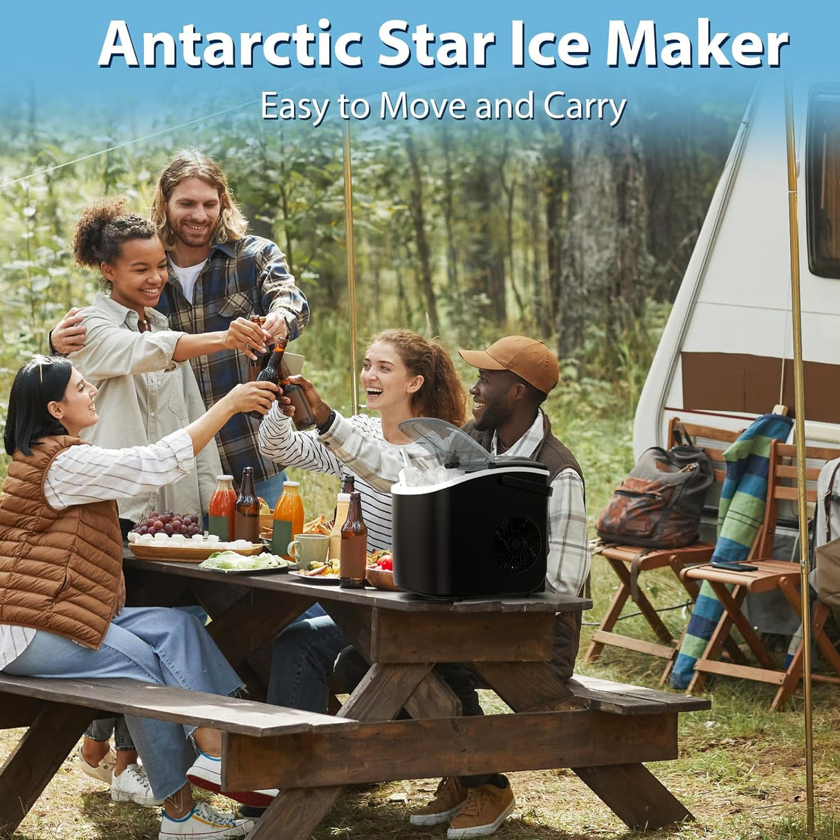 Antarctic Star Countertop Ice Maker Portable Ice Machine with Handle - ANTARCTIC - STAR