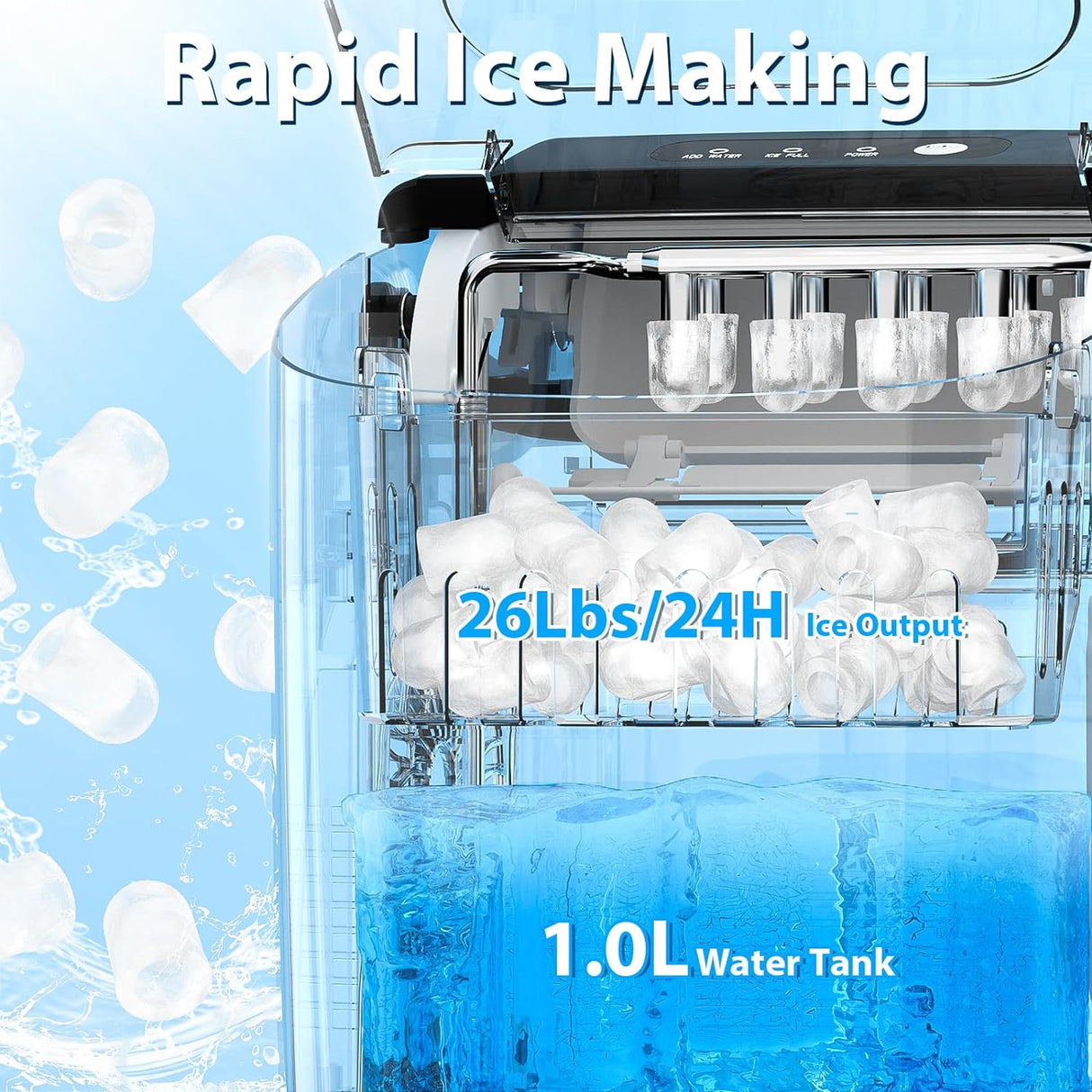 Antarctic Star Countertop Ice Maker Portable Ice Machine with Handle - ANTARCTIC - STAR