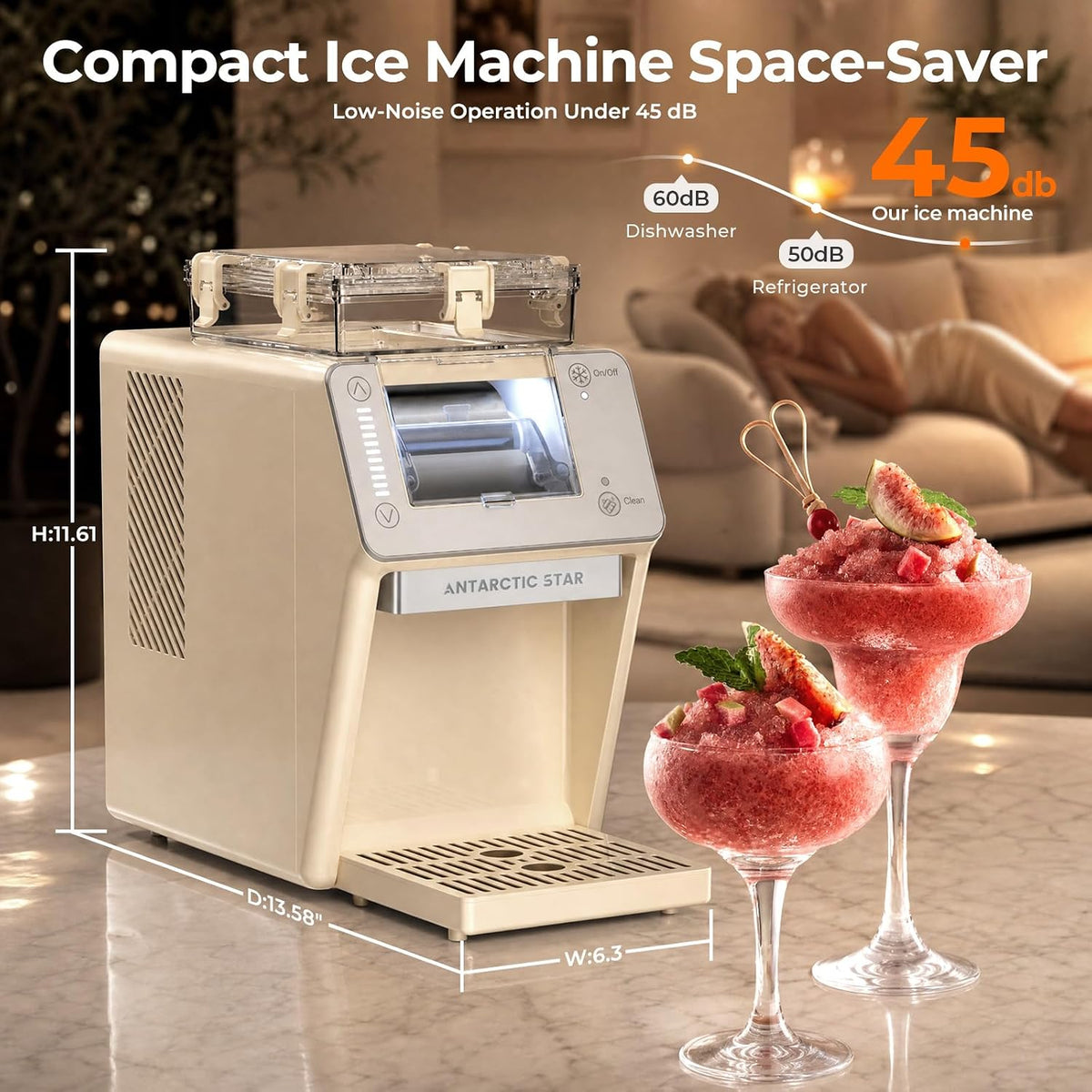 Antarctic Star Countertop Ice Maker & Shaver, 45 lbs/Day, 3-Minute Ice, Self-Cleaning - ANTARCTIC-STARice maker