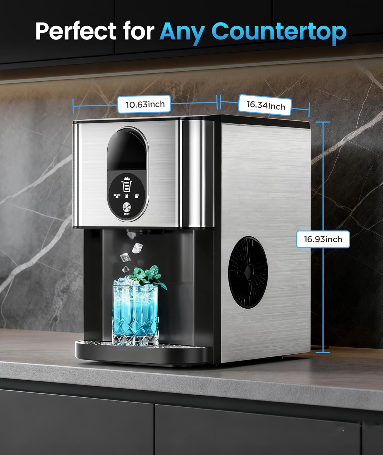 Antarctic Star Nugget Ice Maker with Soft Chewable Ice 44 Lbs/24H