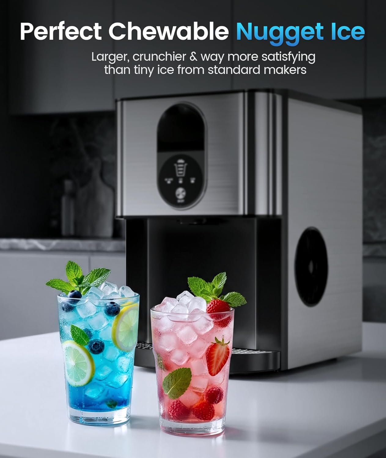 Antarctic Star Nugget Ice Maker with Soft Chewable Ice 44 Lbs/24H
