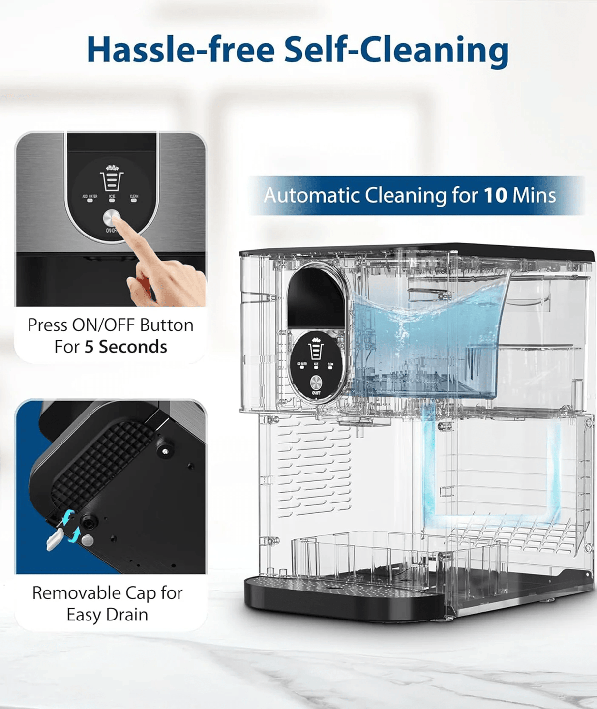 Antarctic Star Nugget Ice Maker with Soft Chewable Ice 44 Lbs/24H - ANTARCTIC - STAR