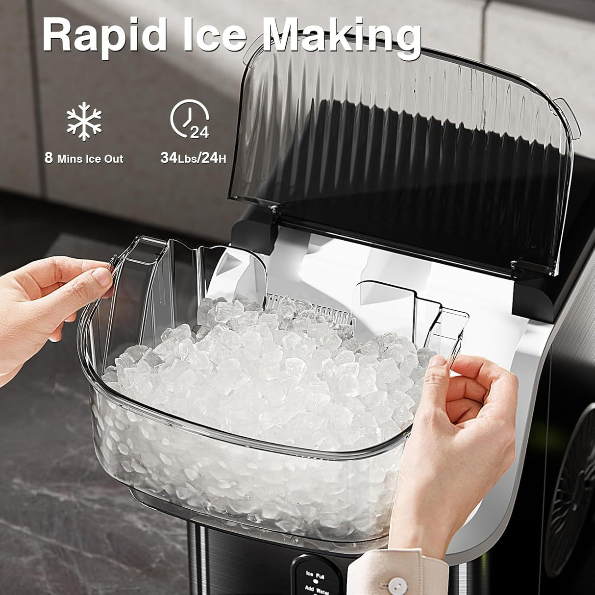 Antarctic Star Nugget Ice Maker with Soft Chewable Pellet Ice 34lbs/24H - ANTARCTIC - STAR