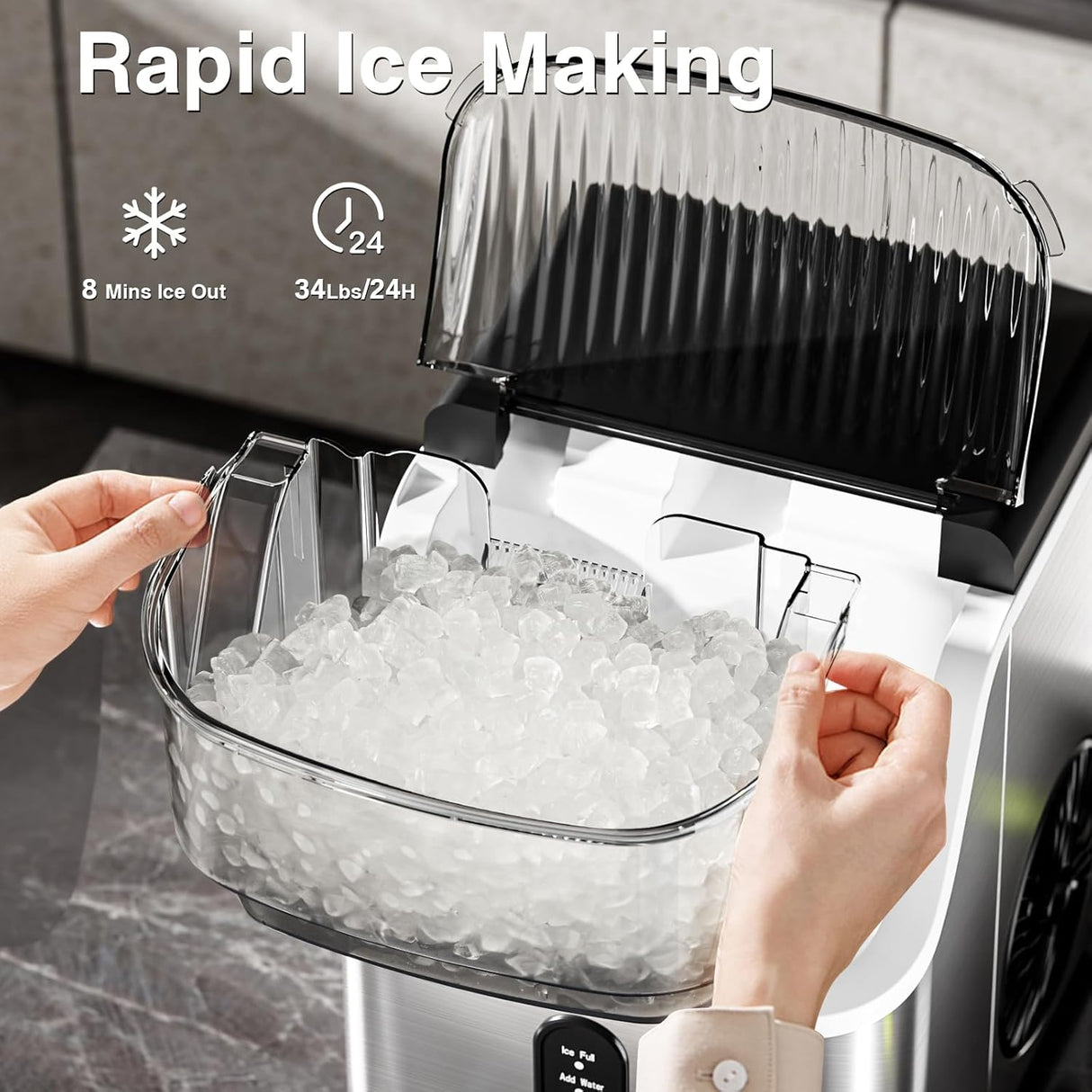Antarctic Star Nugget Ice Maker with Soft Chewable Pellet Ice 34lbs/24H - ANTARCTIC - STAR