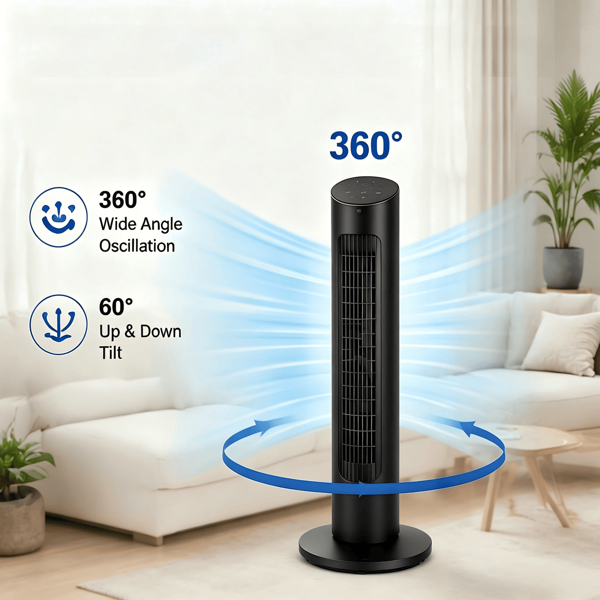 Antarctic Star Tower Fan 85°Oscillating - ANTARCTIC-STAR
