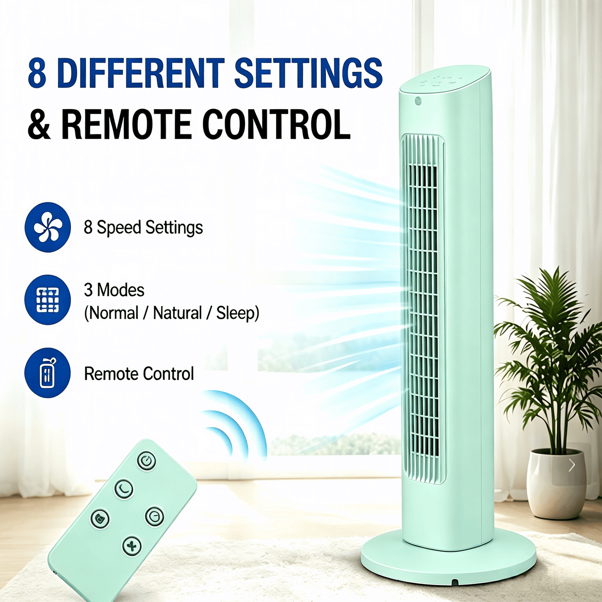 Antarctic Star Tower Fan 85°Oscillating - ANTARCTIC-STAR