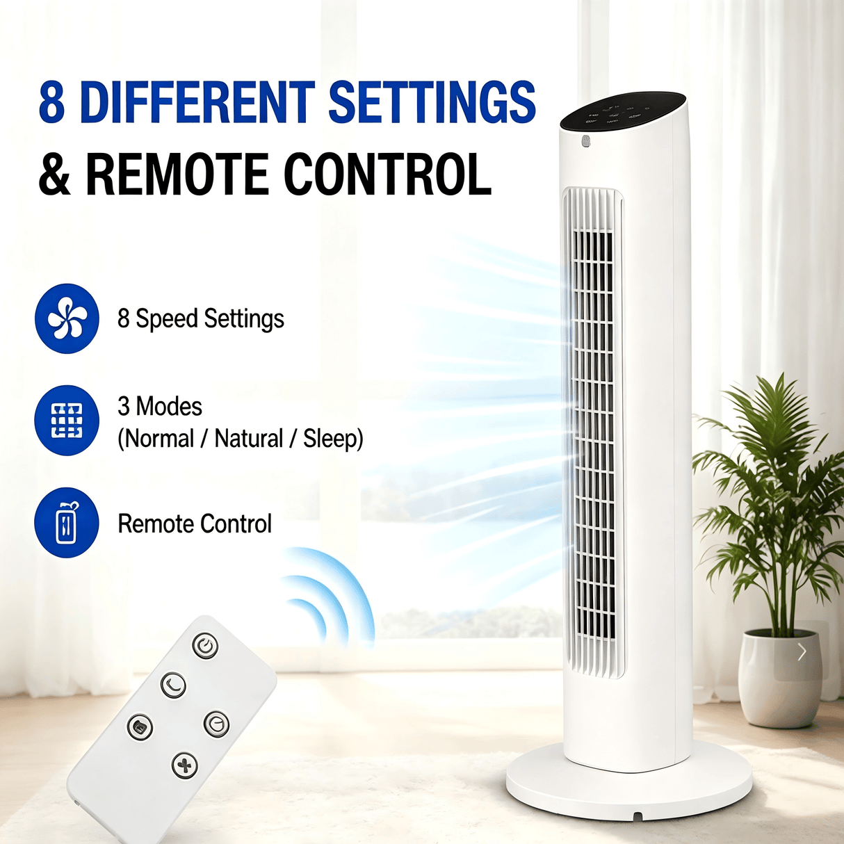 Antarctic Star Tower Fan 85°Oscillating - ANTARCTIC-STAR