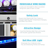 ChillEdge 46_Antarctic Star 24 Inch Beverage Refrigerator Buit-in Wine Cooler  Clear Glass Door Digital Memory Temperature
