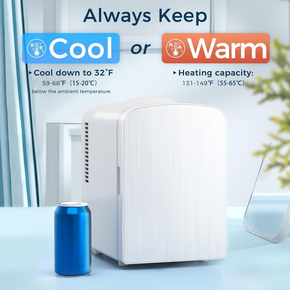 Compact Refrigerator, Portable Mini Fridge, Skin Care 4L Capacity/6 Cans - ANTARCTIC - STARBeauty Fridge