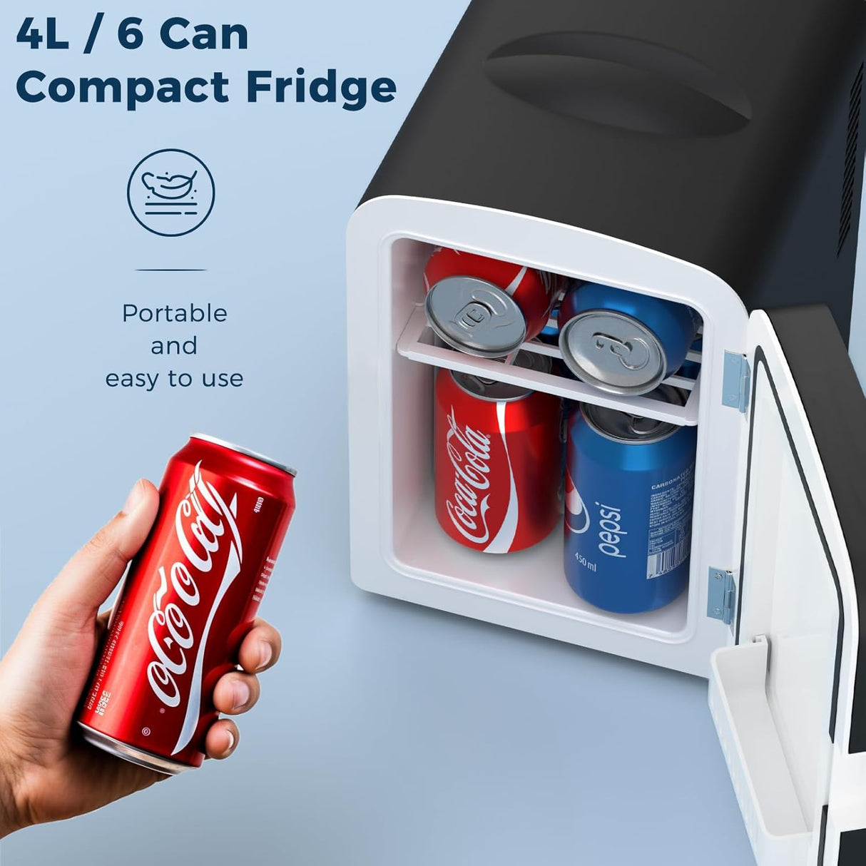 Compact Refrigerator, Portable Mini Fridge, Skin Care 4L Capacity/6 Cans - ANTARCTIC - STARBeauty Fridge