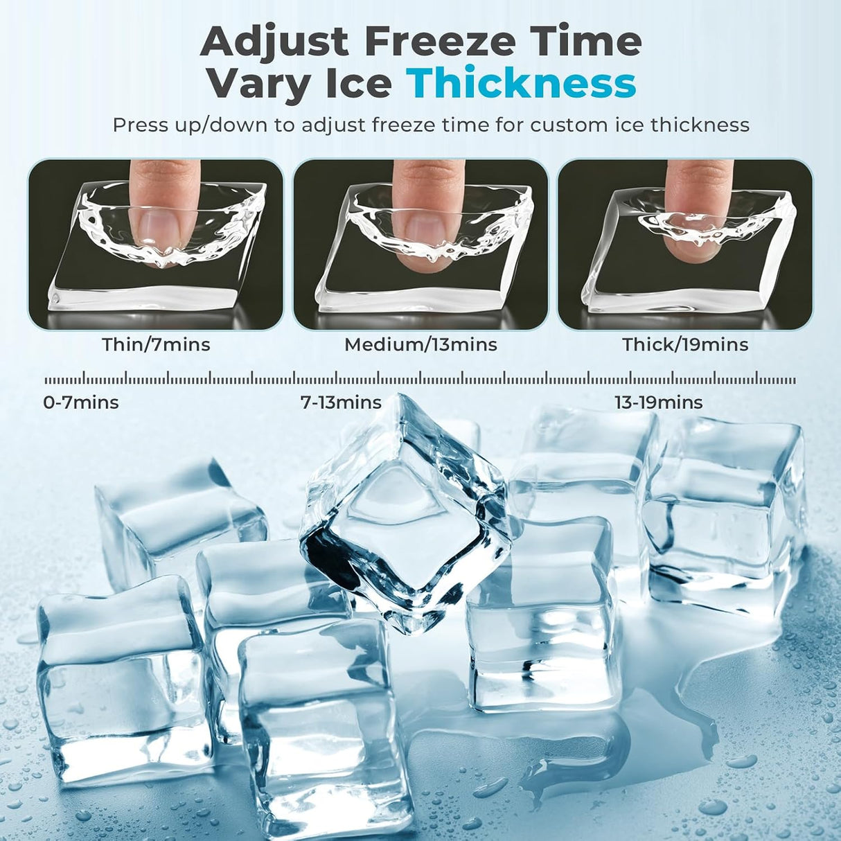 Countertop Ice Cube Maker, 16Pcs Ready in 13 Mins, 26Lbs/Day - ANTARCTIC-STARice maker