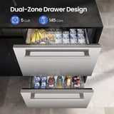 GlideFreezer_Under Counter Refrigerator, 24 Inch Double Drawer Beverage Fridge F58145 - ANTARCTIC - STAR