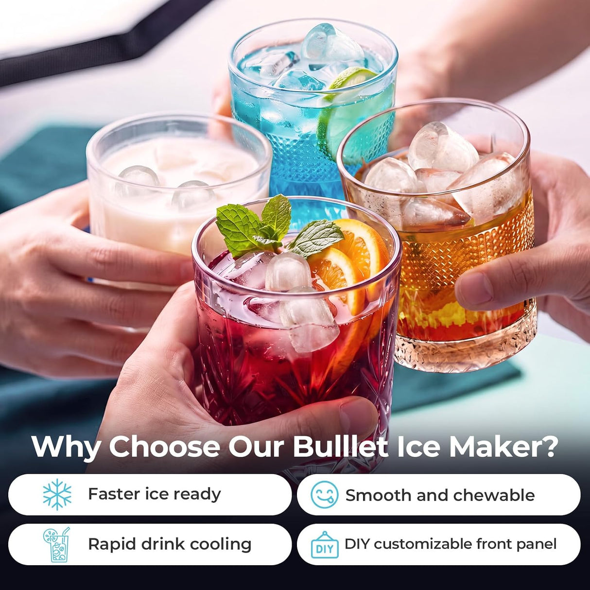 Ice Maker Countertop, 9 Bullet Ice in 6mins, 27lbs/24H - ANTARCTIC-STARice maker