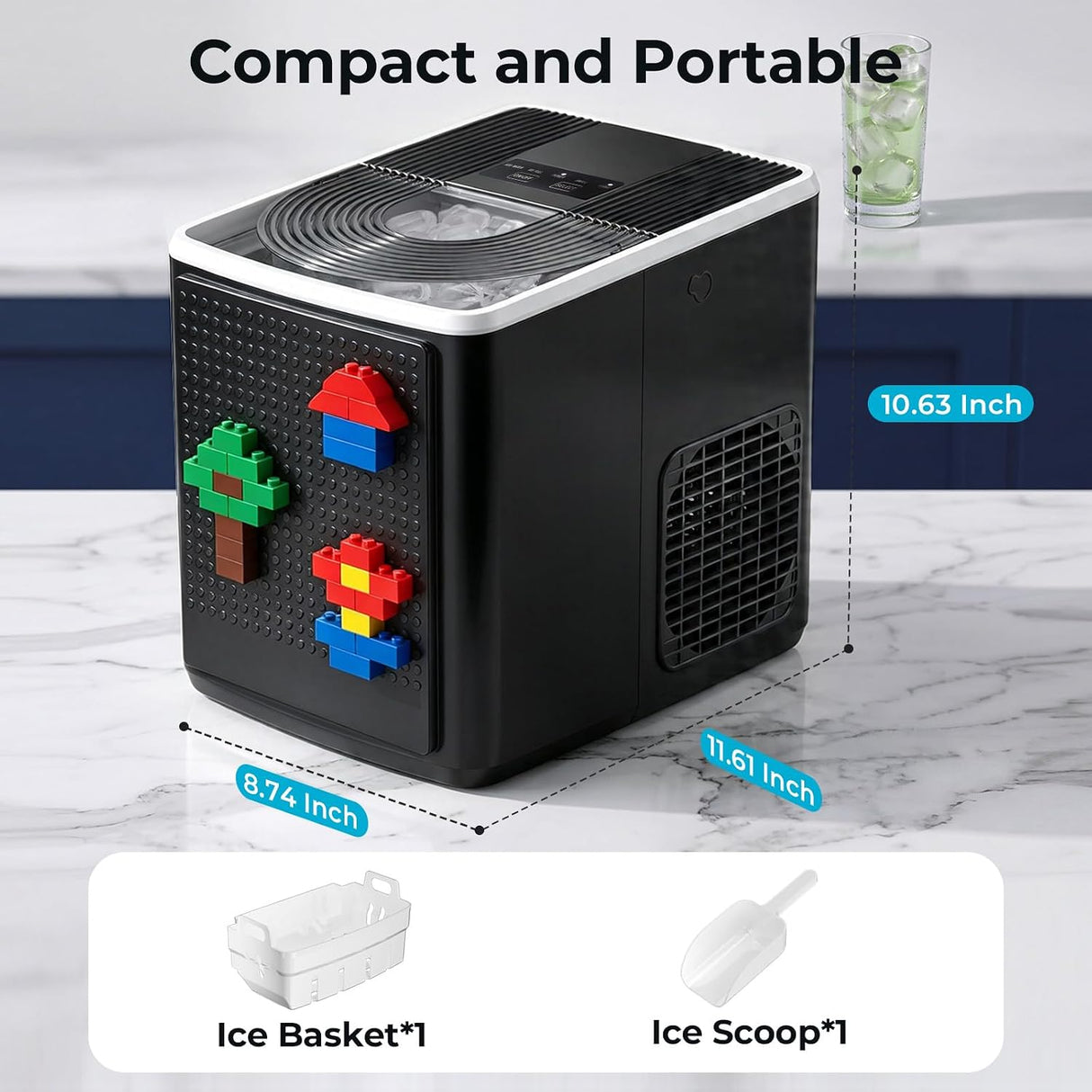 Ice Maker Countertop, 9 Bullet Ice in 6mins, 27lbs/24H - ANTARCTIC-STARice maker