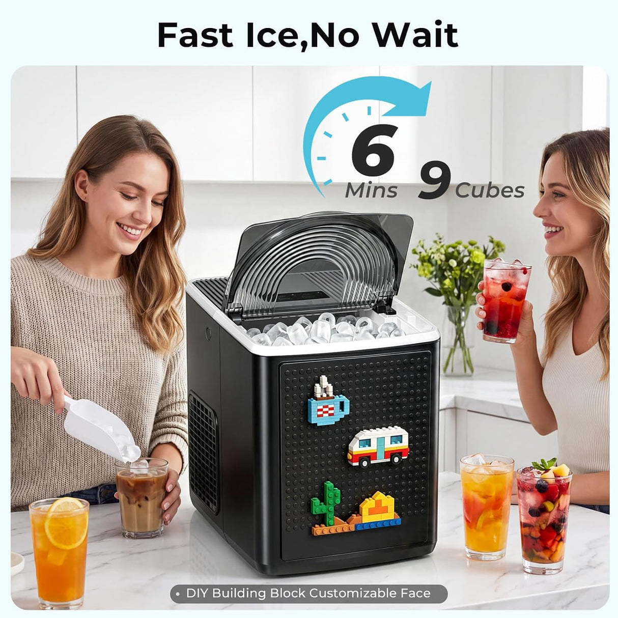 Ice Maker Countertop, 9 Bullet Ice in 6mins, 27lbs/24H - ANTARCTIC-STARice maker