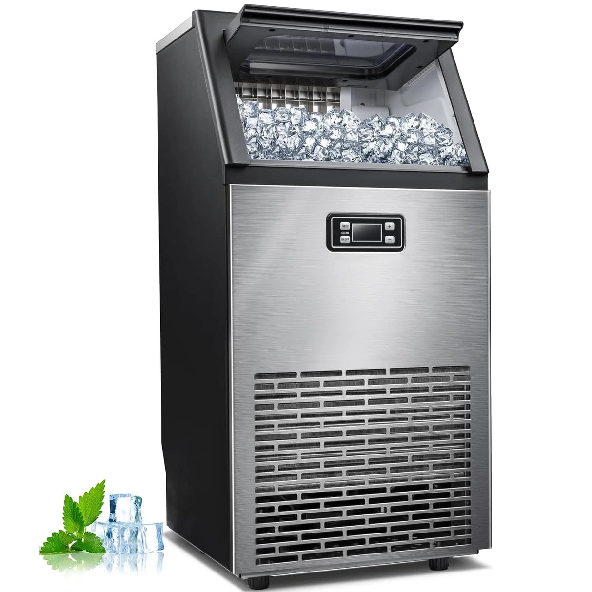 Antarctic-star Commercial Ice Maker Machine,100Lbs/Day,45 Cubes/Batch in 11-20 Mins,Stainless Steel Freestanding Ice Maker