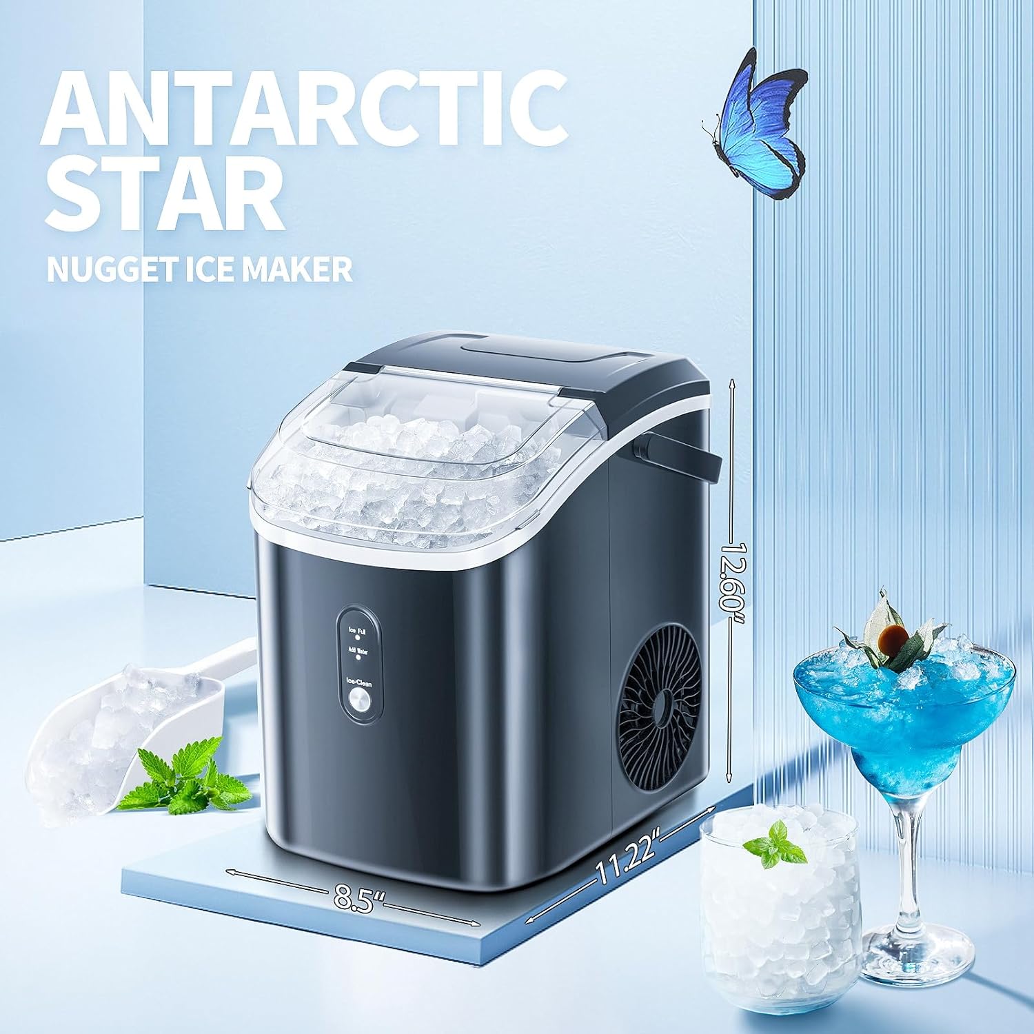 Nugget Countertop Ice Maker with Soft Chewable Pellet Ice – ANTARCTIC-STAR