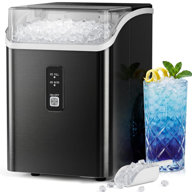 Nugget Ice Maker Countertop, Pebble Ice Makers with Soft Chewable Ice, 35Lbs/24H - ANTARCTIC-STARice maker