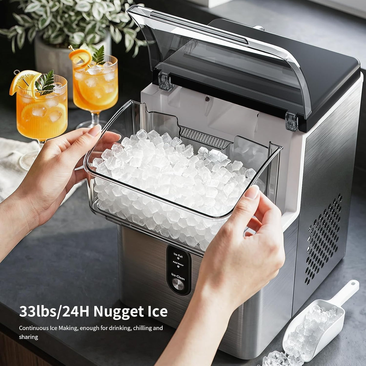 Nugget Ice Maker Countertop,33Lbs/24H Ice Machine with Chewable Ice - ANTARCTIC - STARice maker