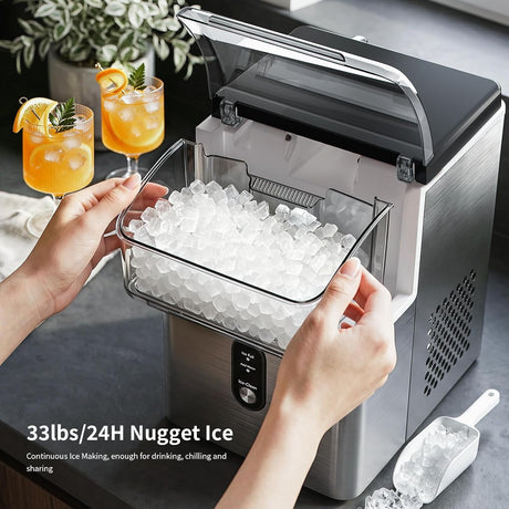 Nugget Ice Maker Countertop,33Lbs/24H Ice Machine with Chewable Ice - ANTARCTIC - STARice maker