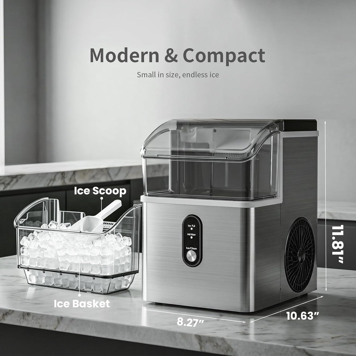 Nugget Ice Maker Countertop,33Lbs/24H Ice Machine with Chewable Ice - ANTARCTIC - STARice maker