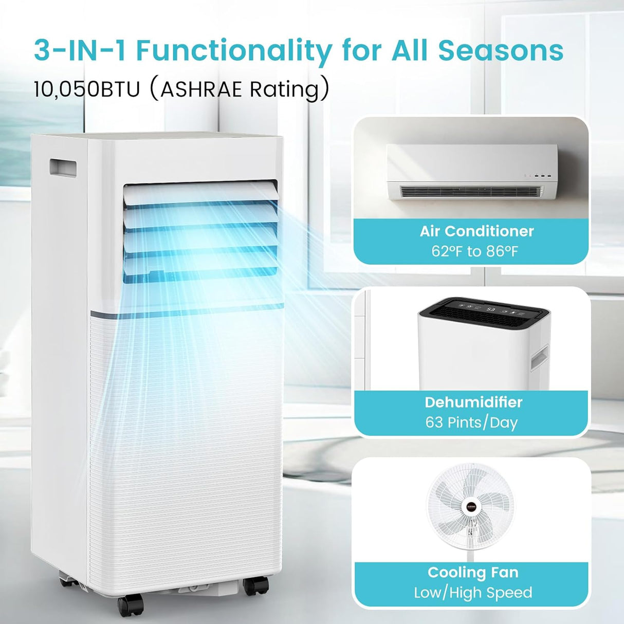 Portable Air Conditioner 8,000 BTU, 3 - in - 1 AC Cooler Dehumidifier Fan with LED Display AC5421 - ANTARCTIC - STARAir Conditioner
