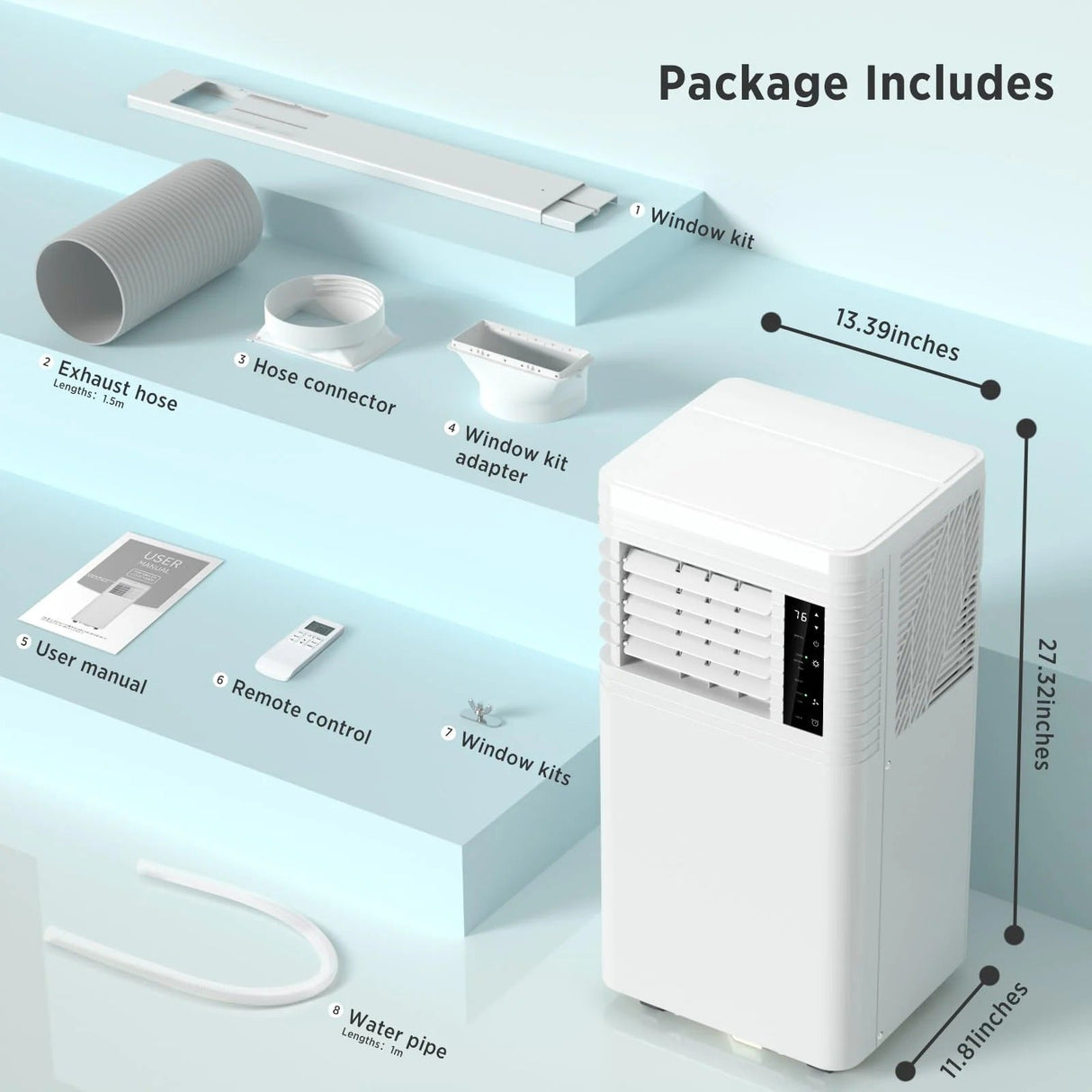 Portable Air Conditioners 8,000 BTU, Small Portable AC with Cooling, Fan, Dehumidifier Function - ANTARCTIC - STARAir Conditioner
