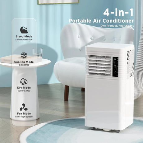 Portable Air Conditioners 8,000 BTU, Small Portable AC with Cooling, Fan, Dehumidifier Function - ANTARCTIC - STARAir Conditioner
