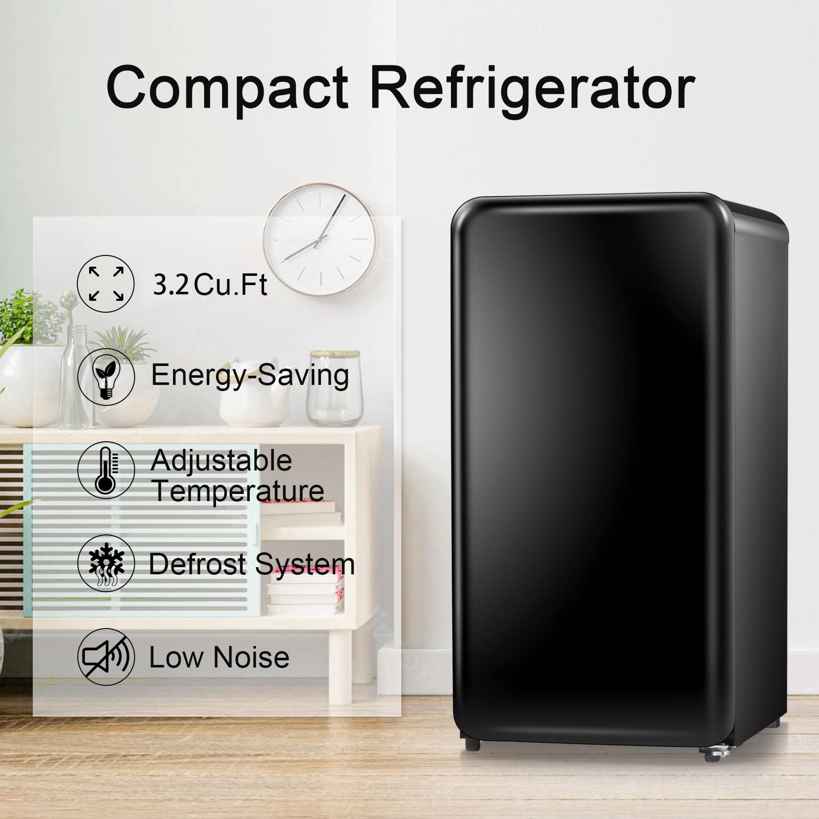 3.2 Cu.Ft Mini Refrigerator, Double Door Mini Fridge, Mini Fridge Energy  Saving