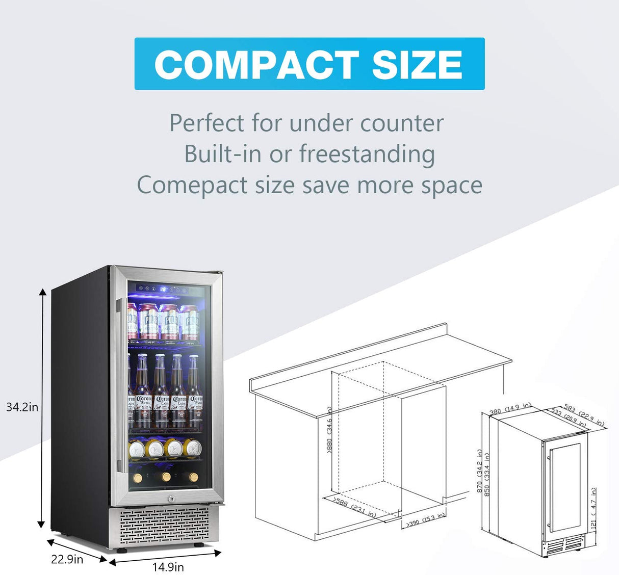 Beverage Refrigerator  Wine Cooler Mini Fridge