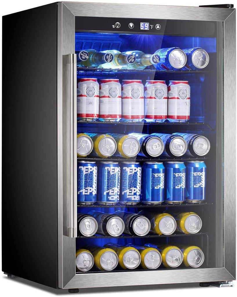  Beverage Refrigerator Cooler - 145 Can Mini Fridge Glass Door for Soda Beer