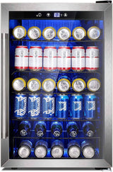  Beverage Refrigerator Cooler - 145 Can Mini Fridge Glass Door for Soda Beer