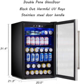  Beverage Refrigerator Cooler - 145 Can Mini Fridge Glass Door for Soda Beer