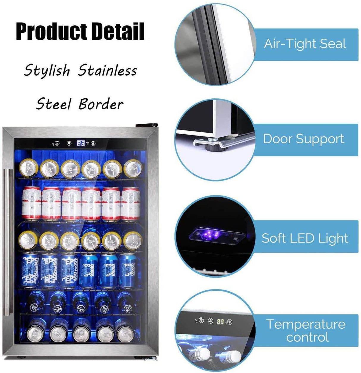  Beverage Refrigerator Cooler - 145 Can Mini Fridge Glass Door for Soda Beer