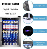  Beverage Refrigerator Cooler - 145 Can Mini Fridge Glass Door for Soda Beer