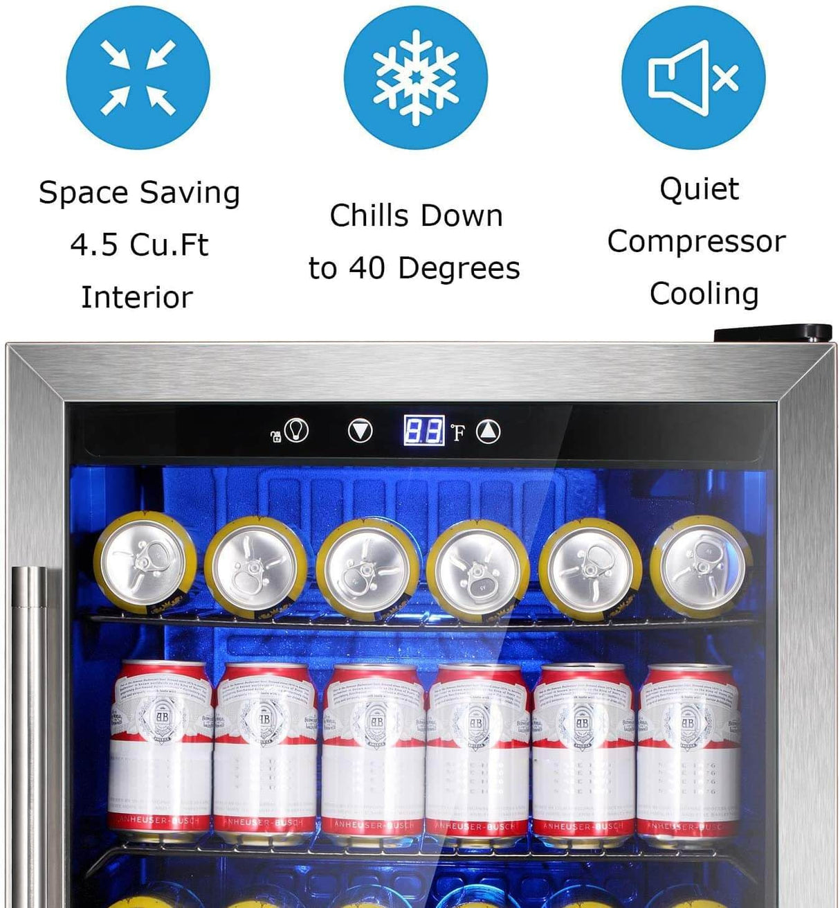  Beverage Refrigerator Cooler - 145 Can Mini Fridge Glass Door for Soda Beer