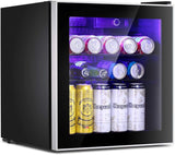  Mini Fridge Cooler - 70 Can Beverage Refrigerator Glass Door for Beer Soda or Wine