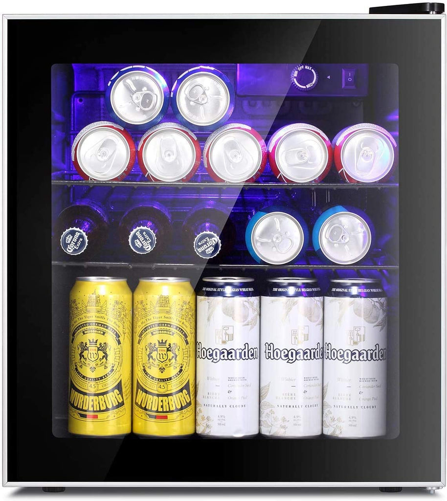 Mini Fridge Cooler - 70 Can Beverage Refrigerator Glass Door for Beer Soda or Wine