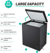 Antarctic Star 3.5 Cu.ft Chest FreezerWith Removable Basket Free Standing Top open Door black