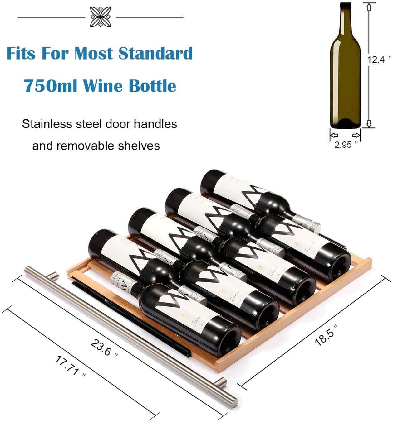 Antarctic Star 24" Wine Cooler Beverage Refrigerator Beer Digital Temperature Memory Glass Door - ANTARCTIC - STAR