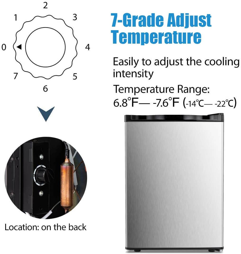 Antarctic Star Compact Chest Upright Freezer Single Door Reversible Stainless Steel Door - ANTARCTIC-STAR
