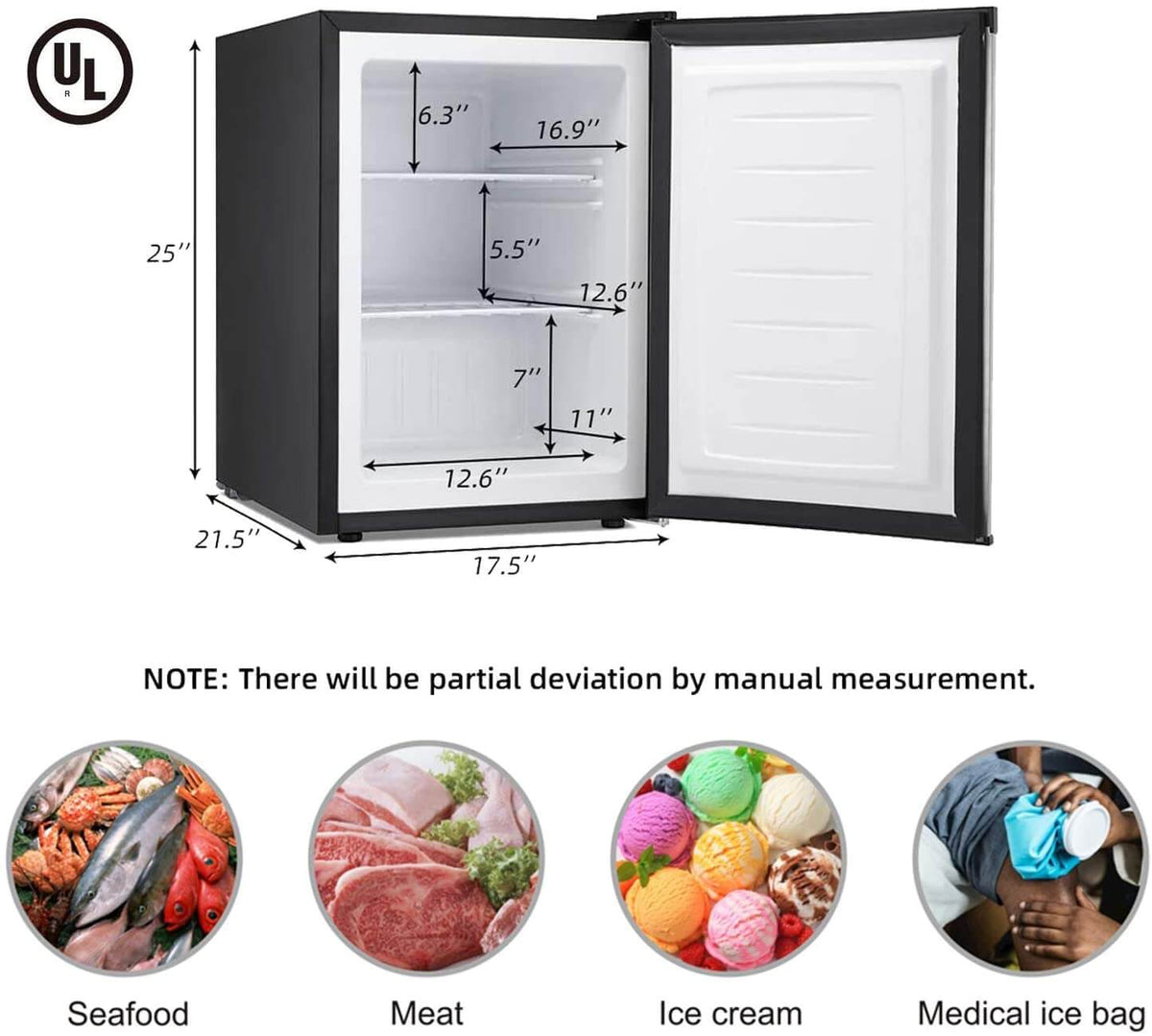 Antarctic Star Compact Chest Upright Freezer Single Door Reversible Stainless Steel Door - ANTARCTIC-STAR