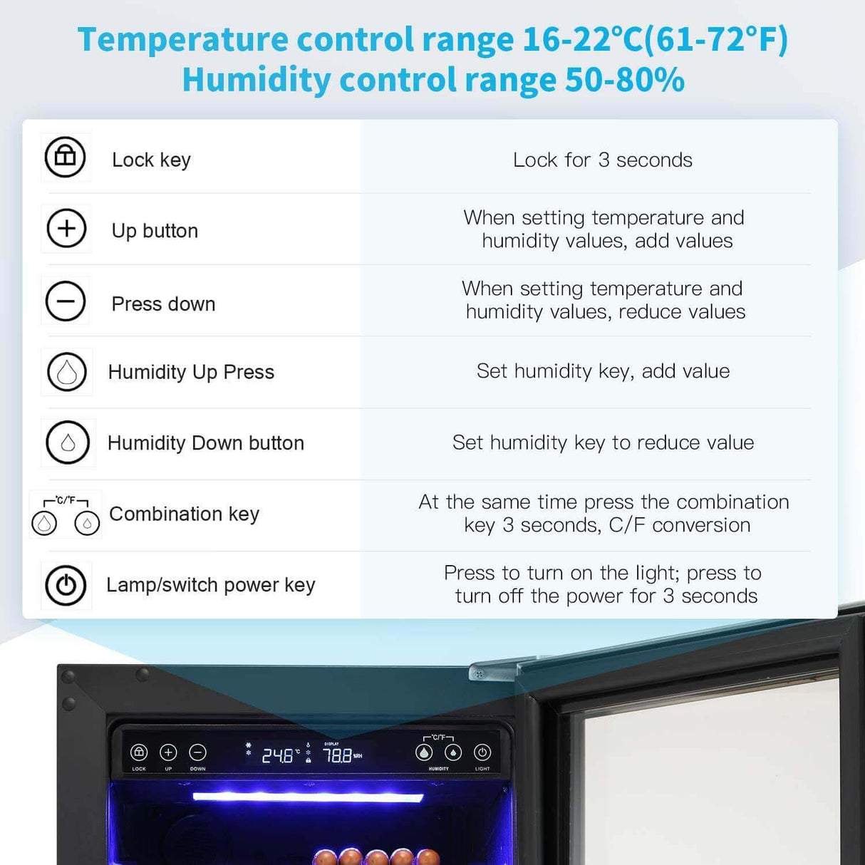 Antarctic Star Electronic Cigar Cooler Humidor, 15'' Buit - in Glass Door Cigar Cabinet - ANTARCTIC - STAR