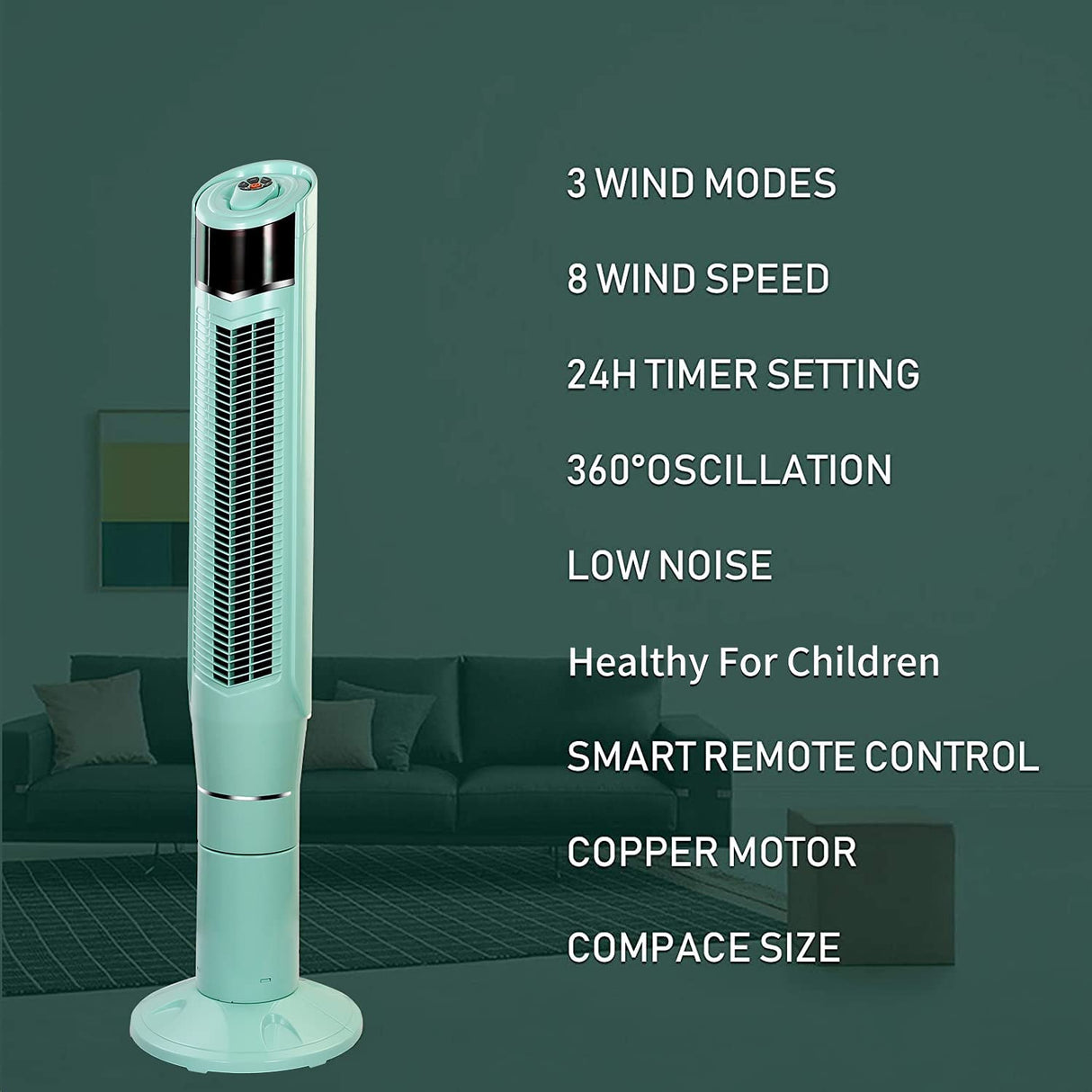 Antarctic Star 47'' Tower Fan Oscillating Fan Quiet Cooling Remote Control