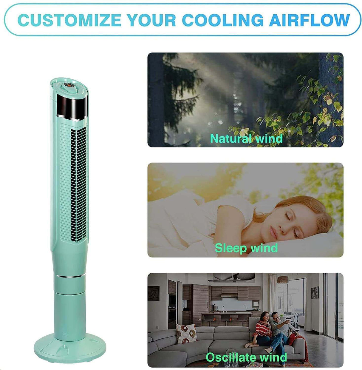 Antarctic Star 47'' Tower Fan Oscillating Fan Quiet Cooling Remote Control