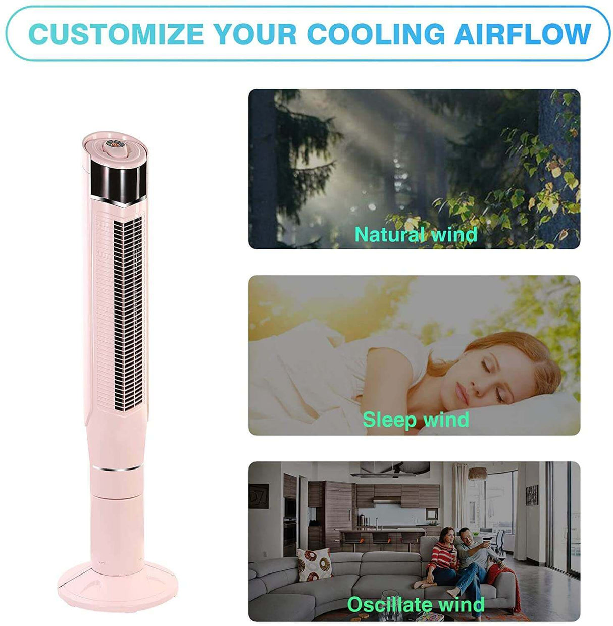 Antarctic Star 47'' Tower Fan Oscillating Fan Quiet Cooling Remote Control