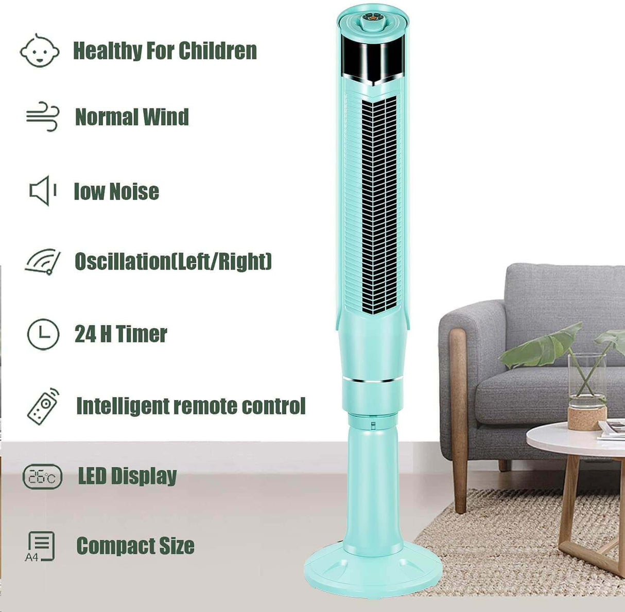 Antarctic Star 59''Tower Fan Oscillating Fan Quiet Cooling Remote Control