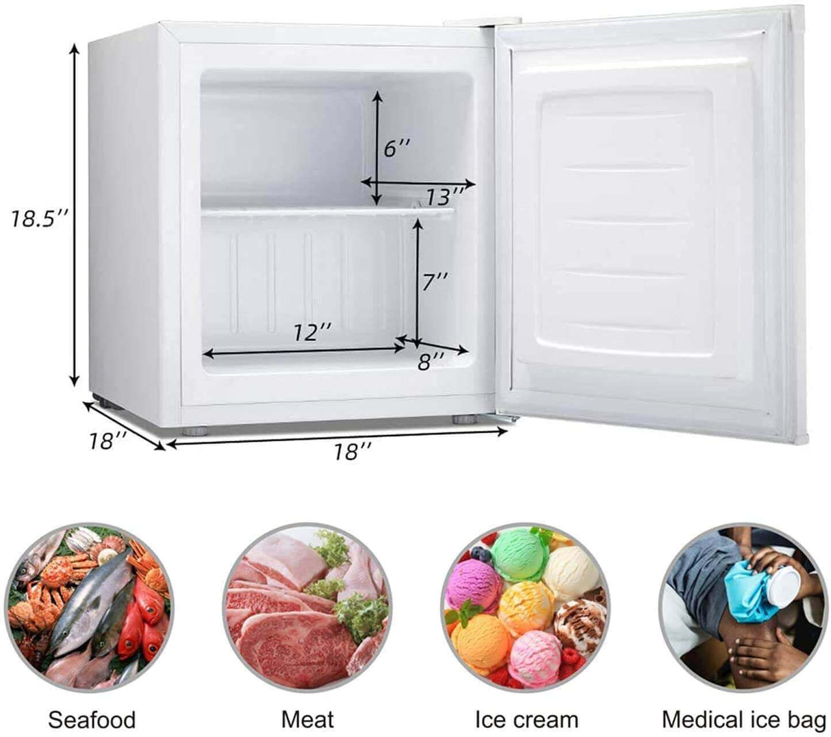 Antarctic Star Compact Chest Upright Freezer Single Door Reversible Stainless Steel Door